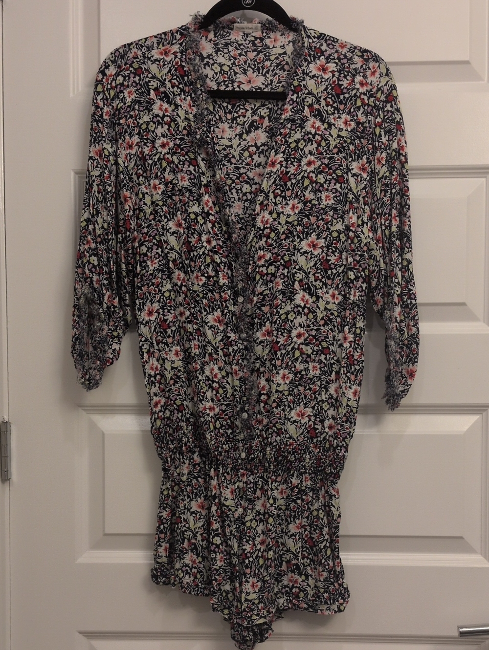 🌴Poupette St. Barth Black Floral V-Neck Romper 🌞🏝️